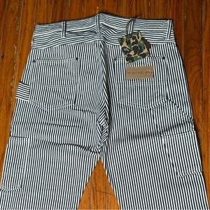 BAPE HICKORY STRIPE PAINTER PANTS MEN NAVY MEDIUM/M A BATHING APE